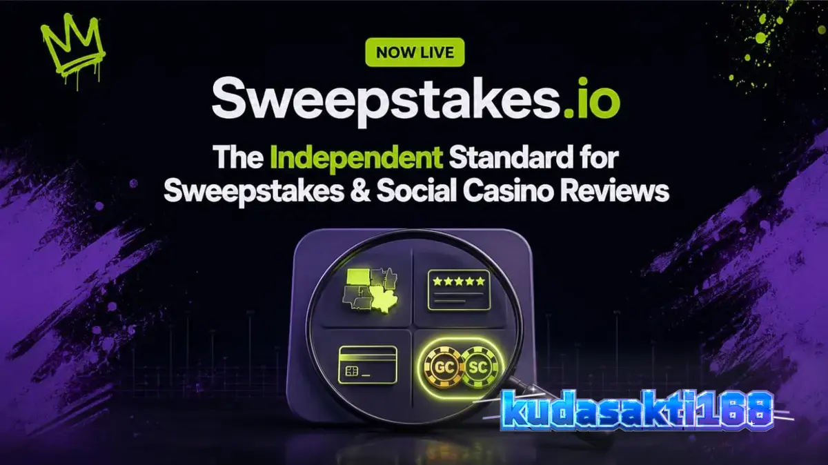 Antarmuka platform Sweepstakes.io yang menampilkan daftar perbandingan kasino sosial.